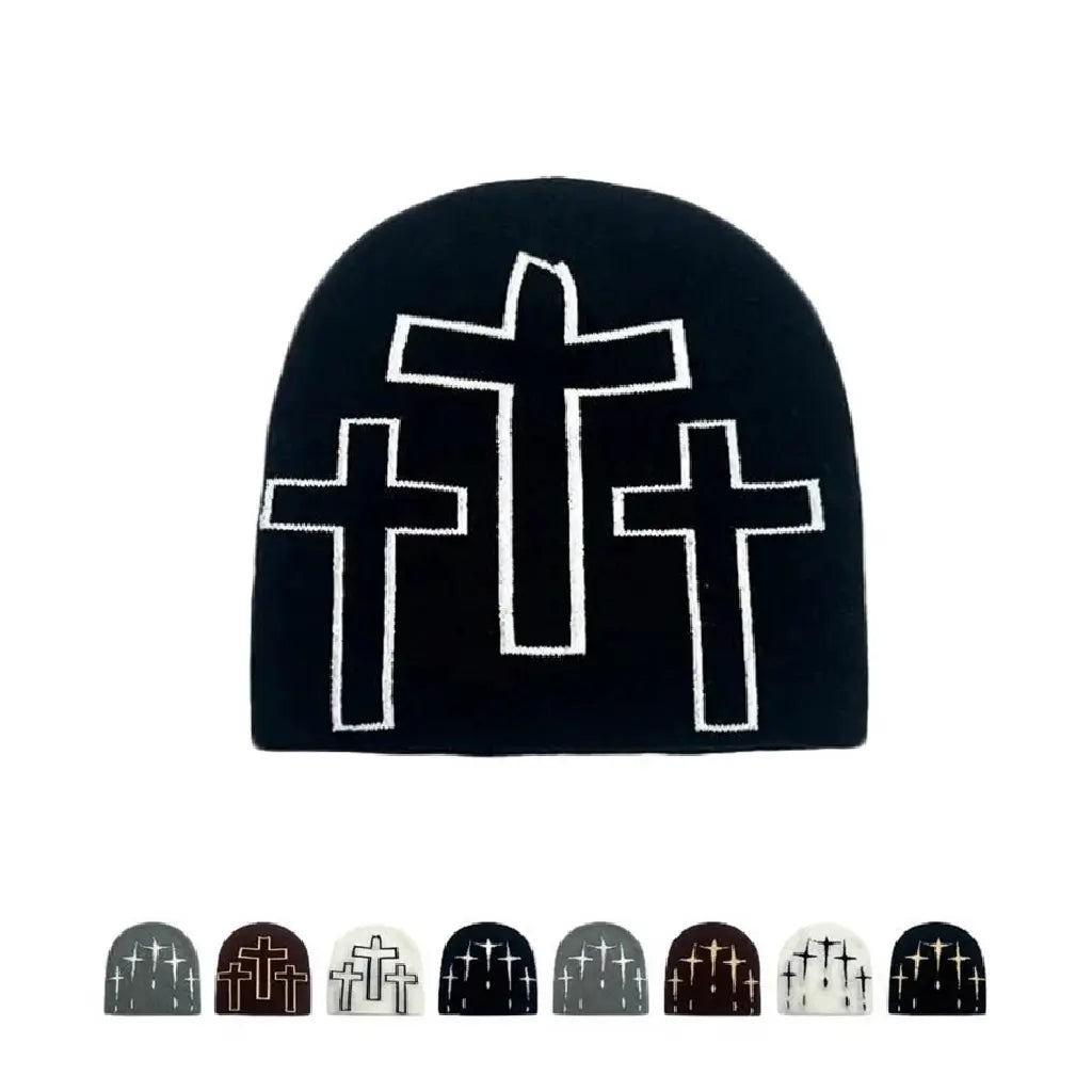 Holy Crosses Winter Knitted Beanie