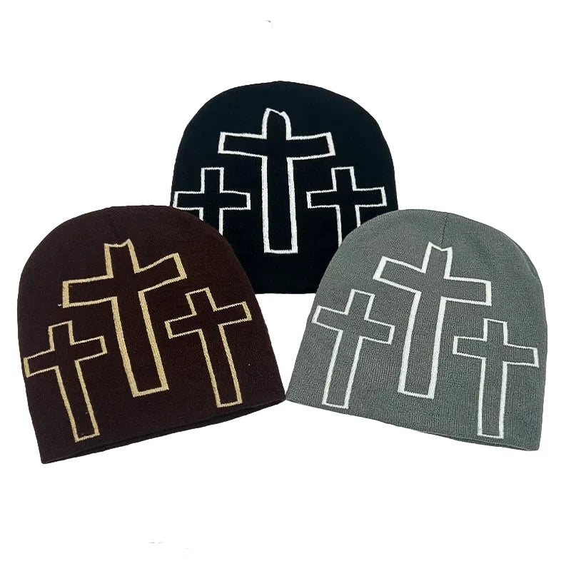 Holy Crosses Winter Knitted Beanie