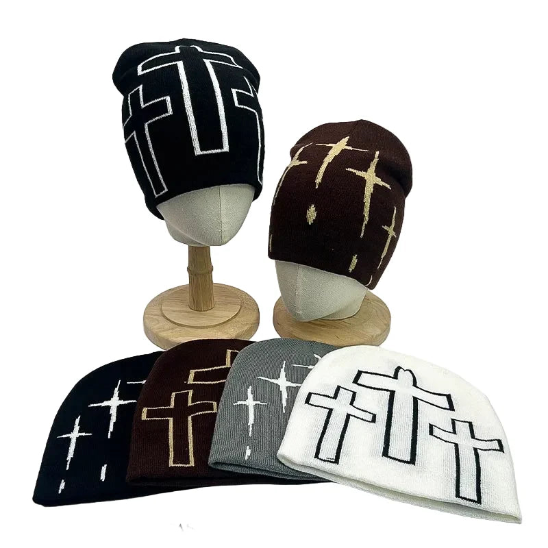Holy Crosses Winter Knitted Beanie