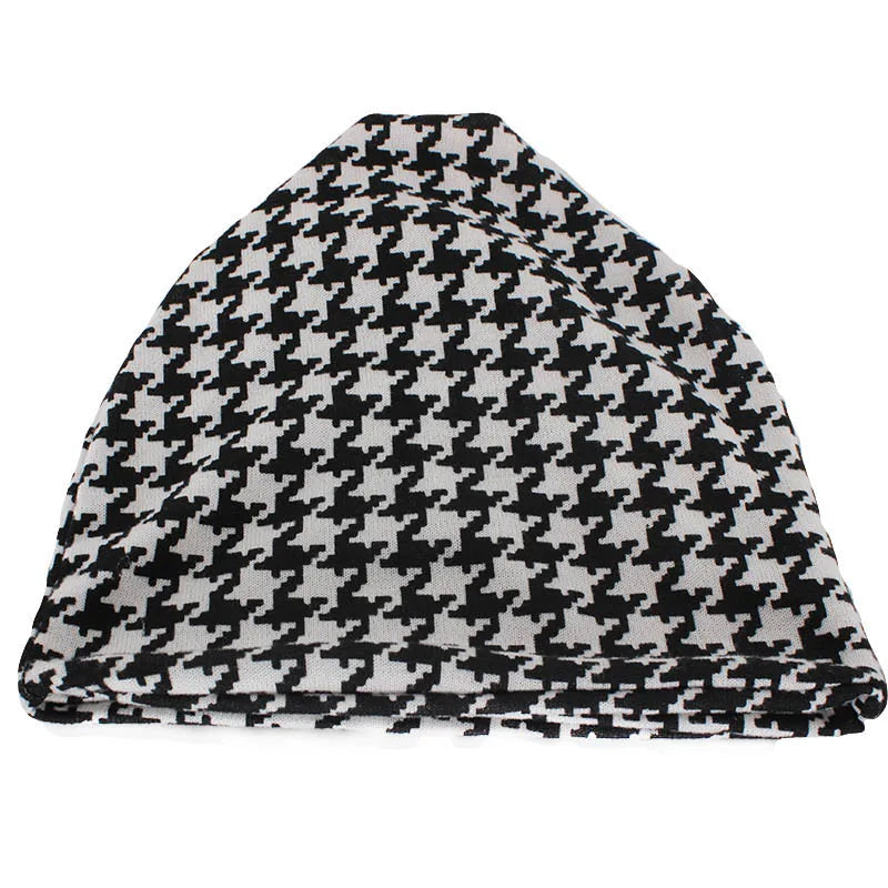 Houndstooth Cotton Snood Beanie