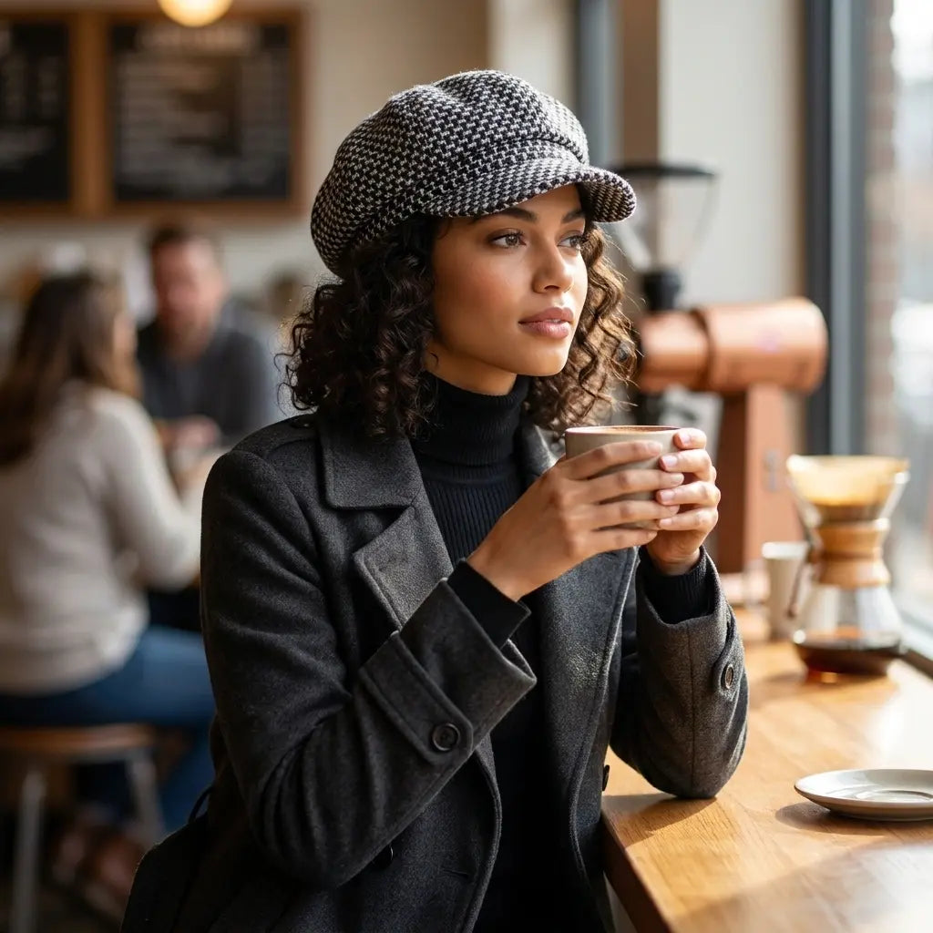 Houston Women Knitted Cotton 8-Panels Newsboy Cap