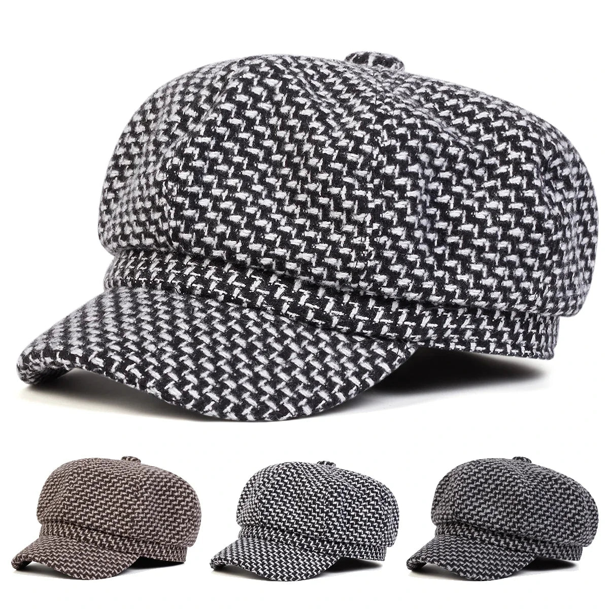 Houston Women Knitted Cotton 8-Panels Newsboy Cap