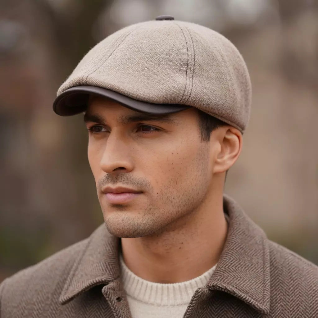 Hudson Genuine Leather Wool Duckbill Flat Cap