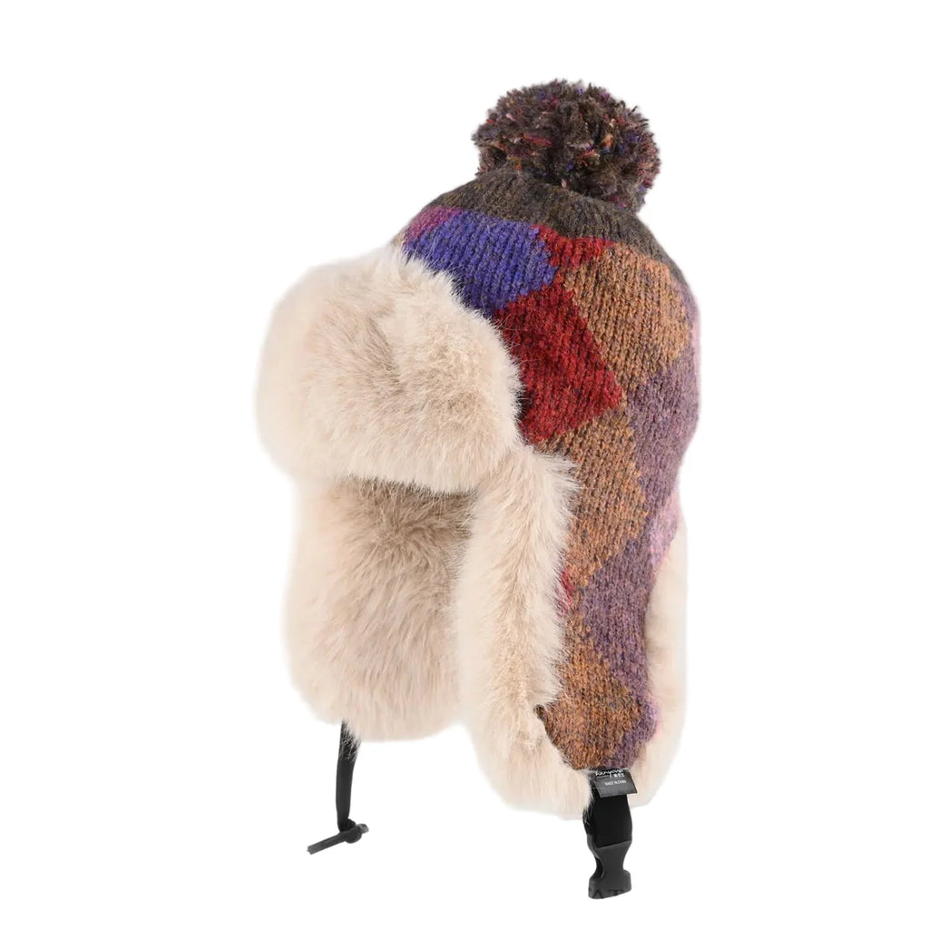 Hudson Plaid Winter Knit Bomber Hat