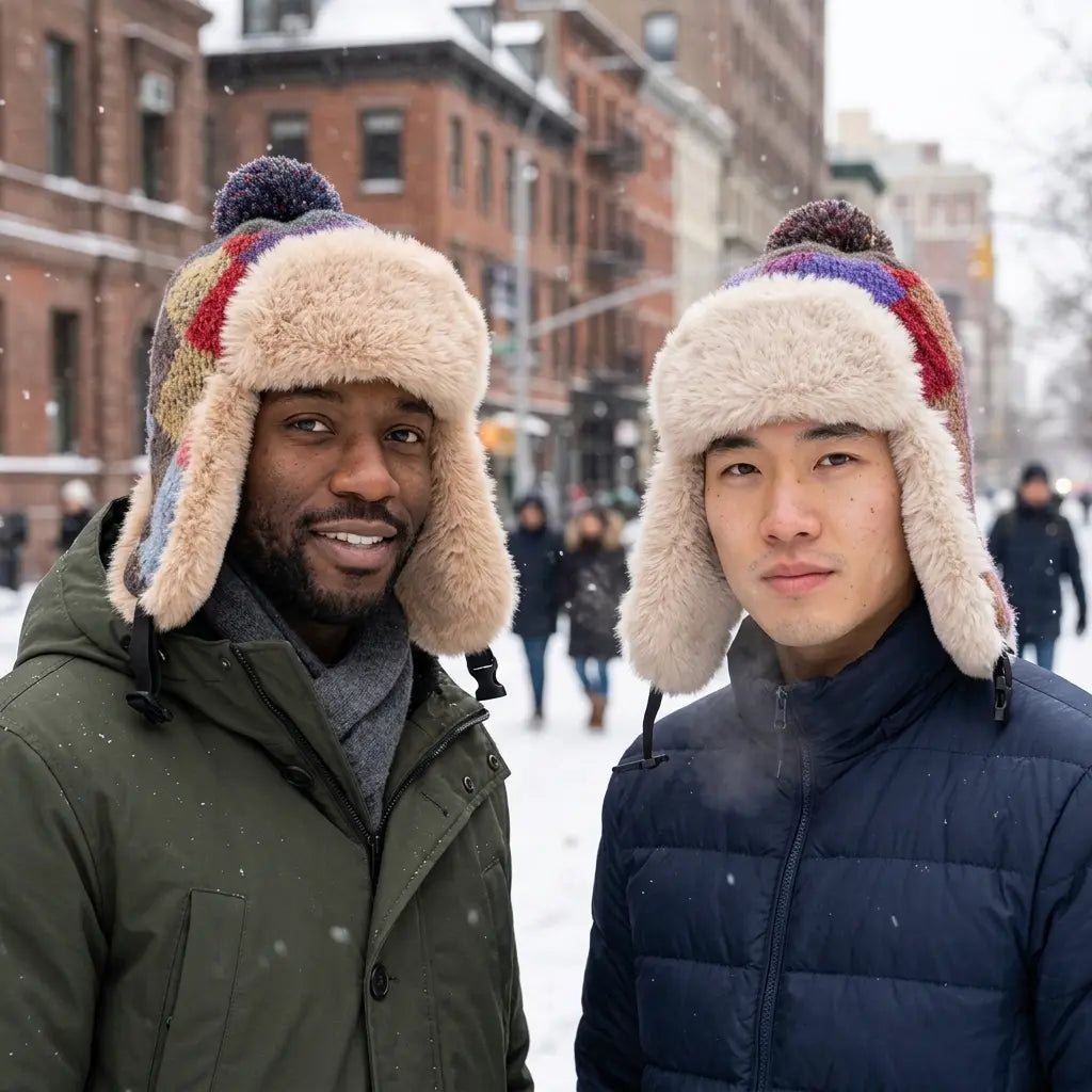 Hudson Plaid Winter Knit Bomber Hat