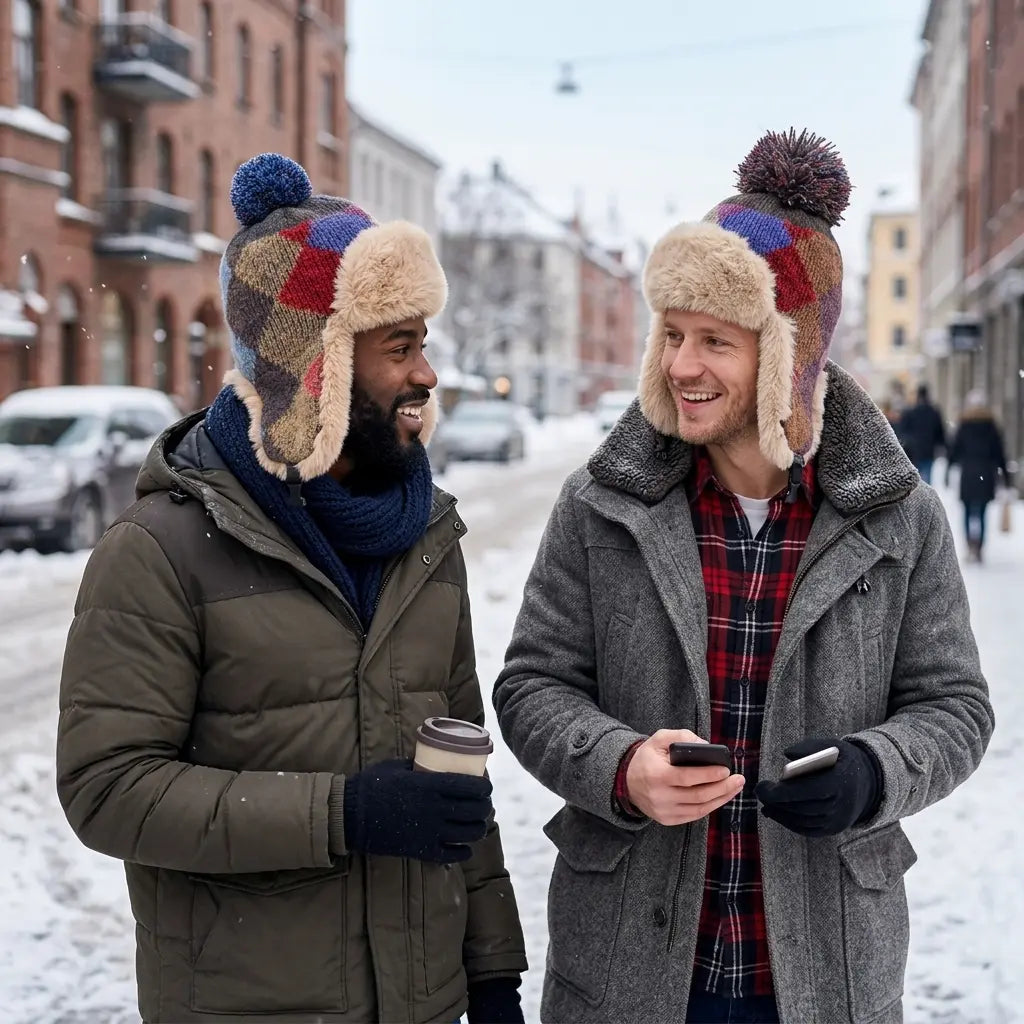 Hudson Plaid Winter Knit Bomber Hat