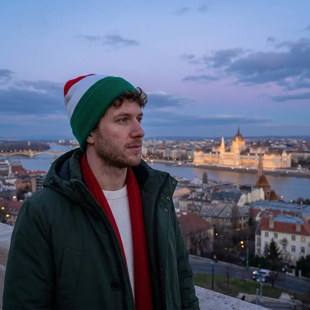 Hungary Flag Colors Striped Beanie