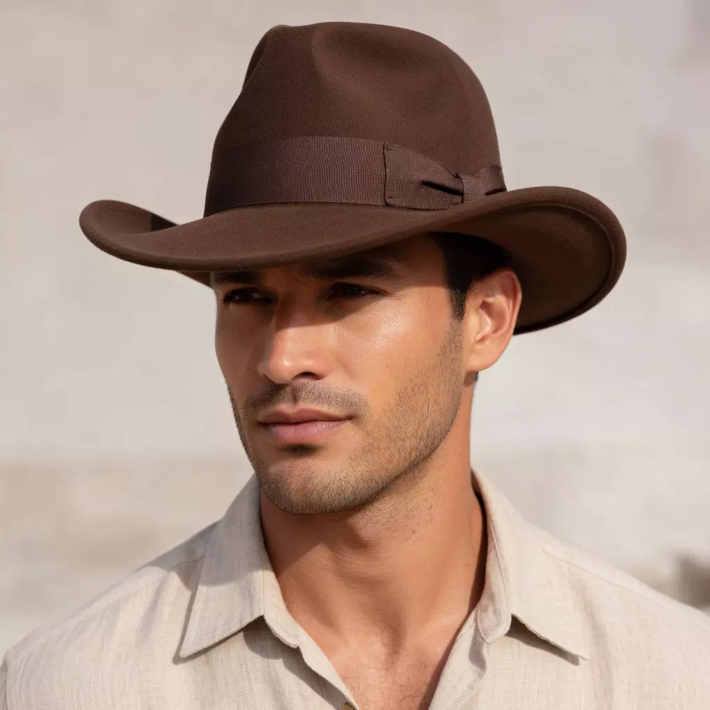 Indiana Wide Brim Brown Wool Cowboy Hat