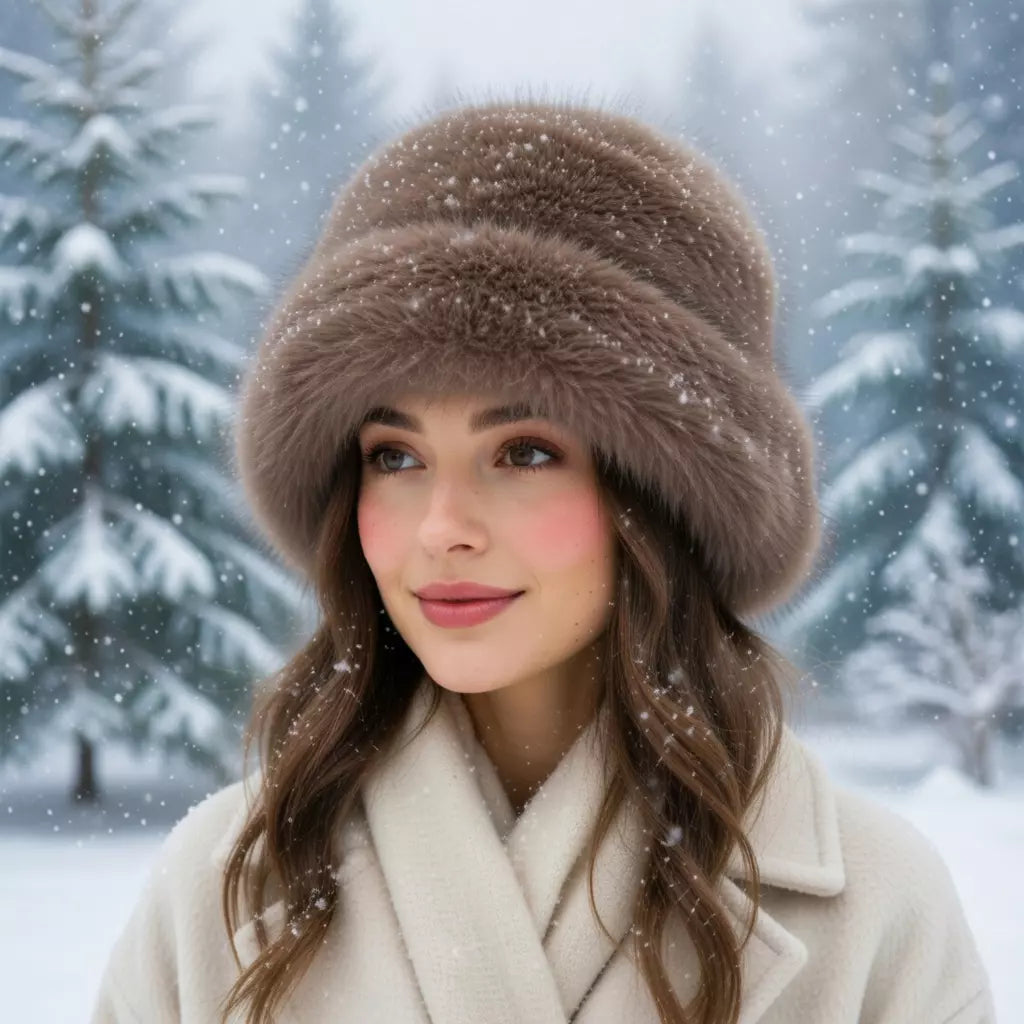 Iowa Winter Women Thick Fur Russian Bucket Hat
