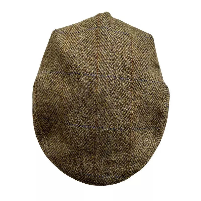 Irish Striped Brown Wool Flat Cap