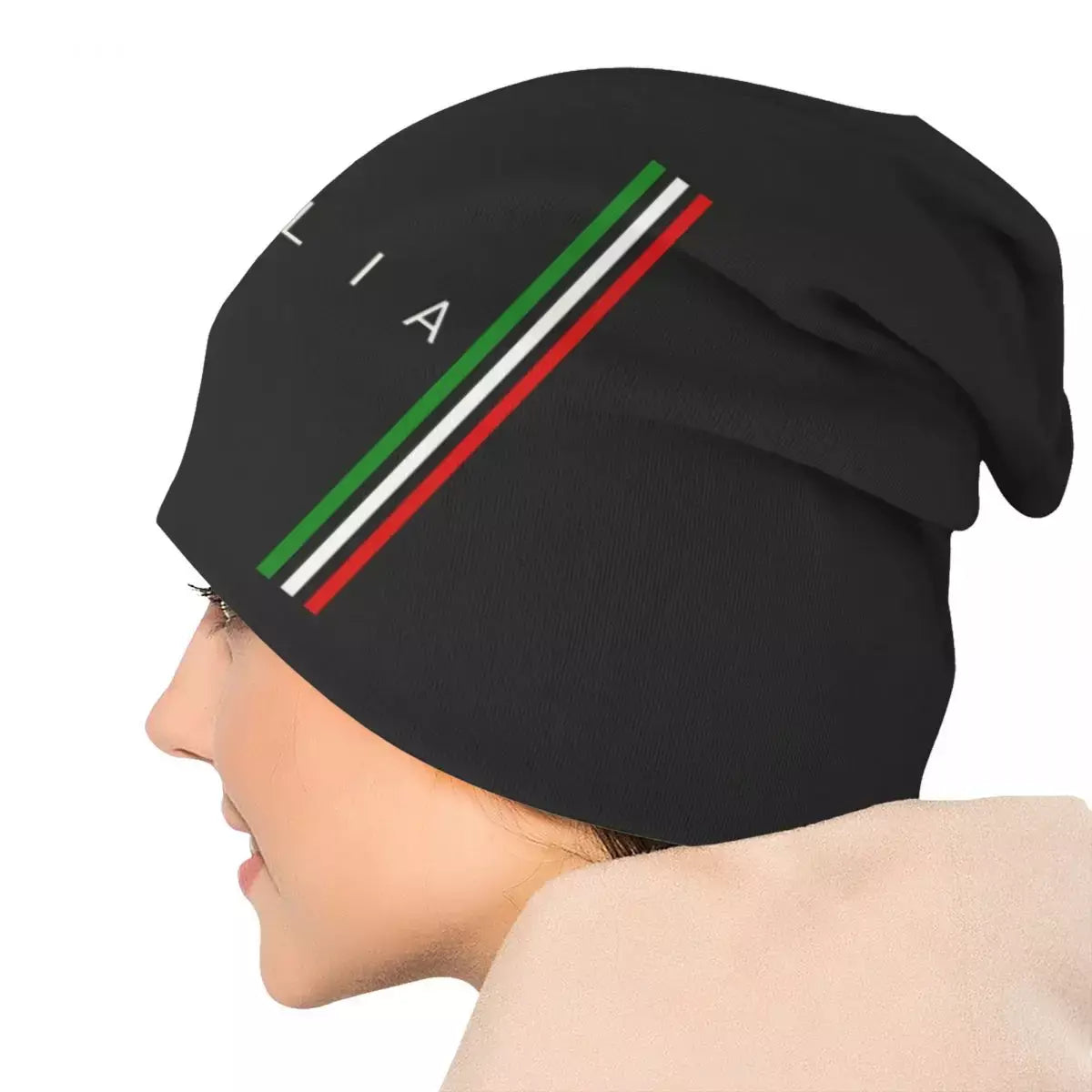 Italian Flag Black Beanie