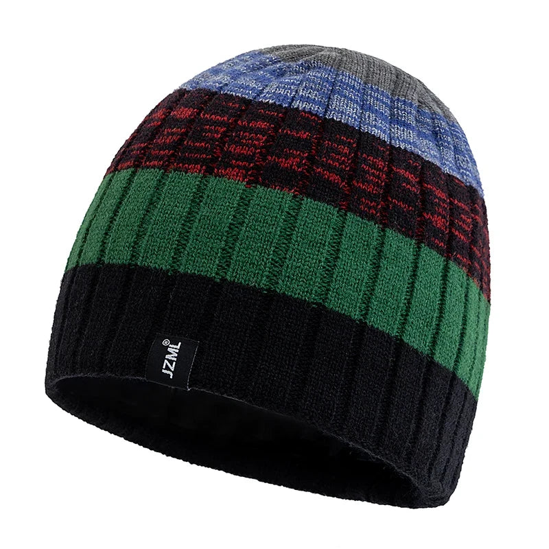 JZML Winter Knitted Striped Beanie