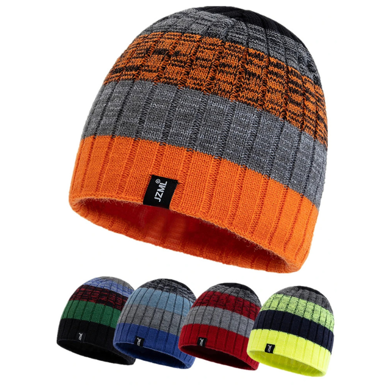 JZML Winter Knitted Striped Beanie