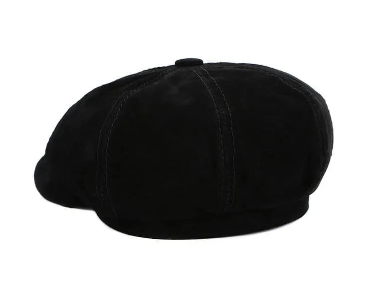 J&J Genuine Suede Leather Newsboy Cap