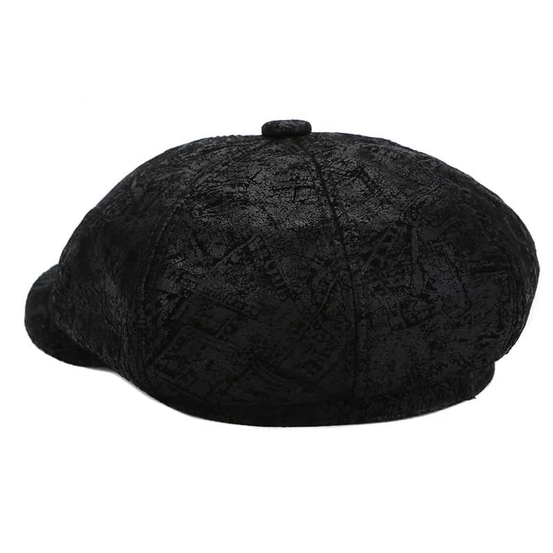 J&J Genuine Suede Leather Newsboy Cap