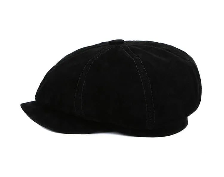 J&J Genuine Suede Leather Newsboy Cap