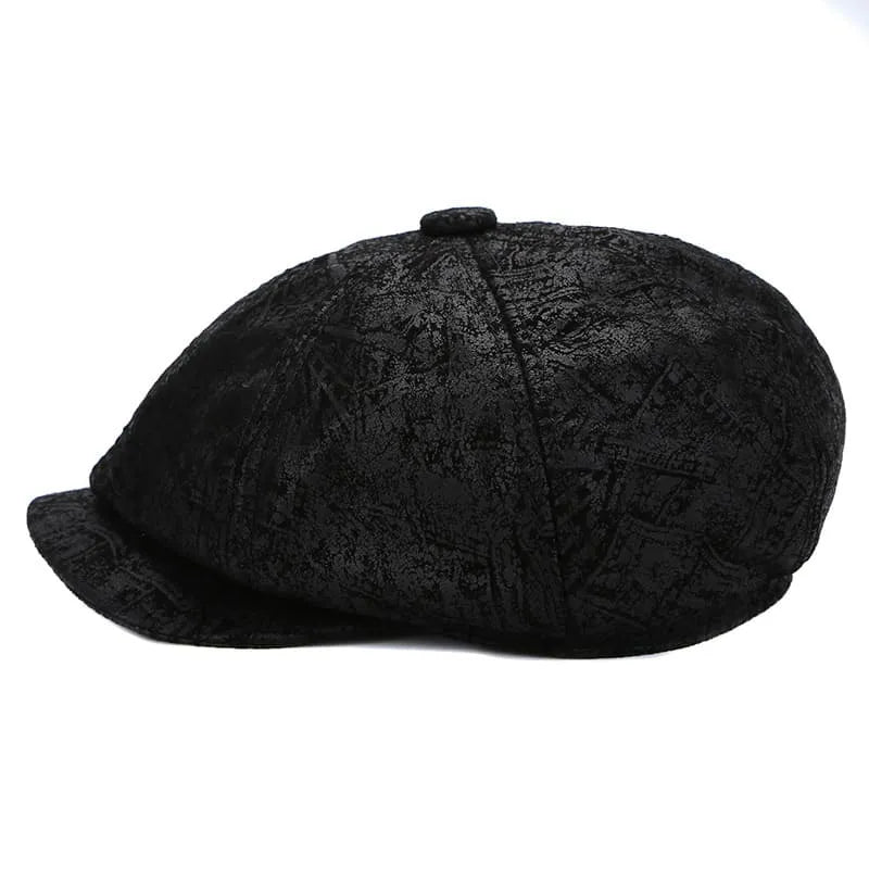 J&J Genuine Suede Leather Newsboy Cap