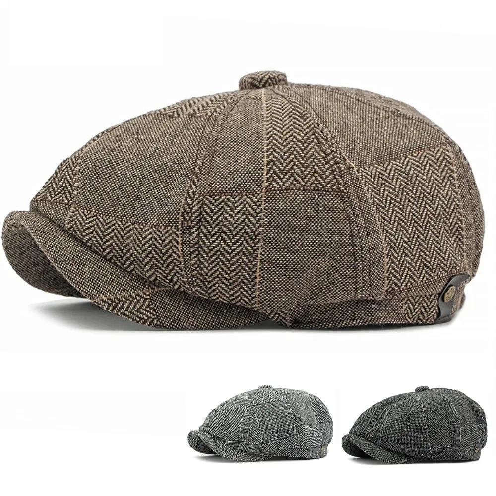 J&J Herringbone Patchwork Newsboy Cap