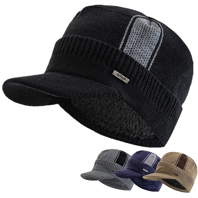 Jeans Knitted Visor Beanie Cap