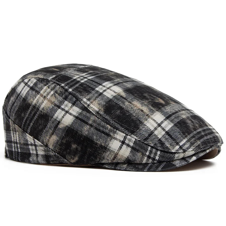 Johnson Plaid Distressed Flat Cap