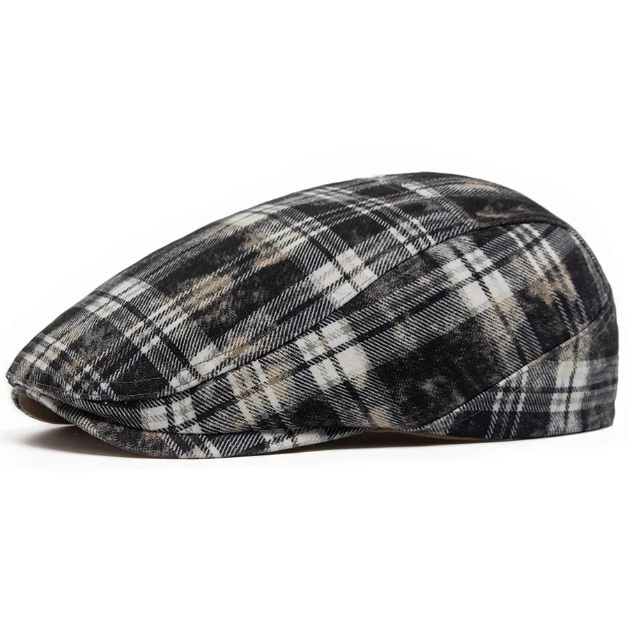 Johnson Plaid Distressed Flat Cap