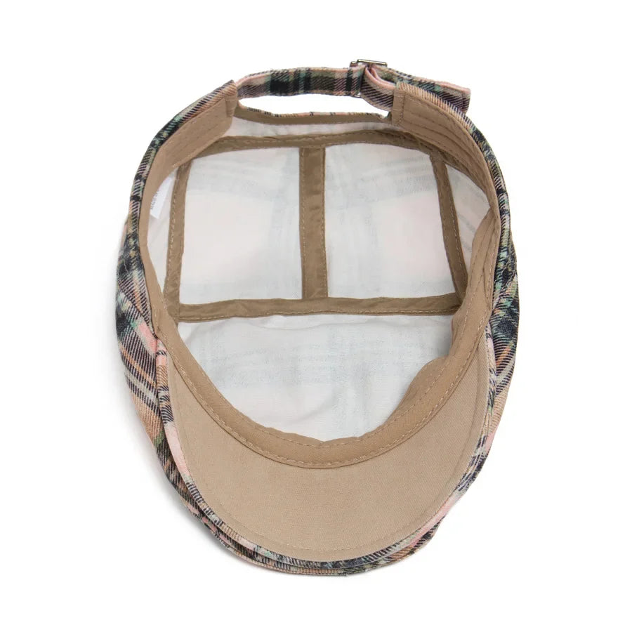 Johnson Plaid Distressed Flat Cap