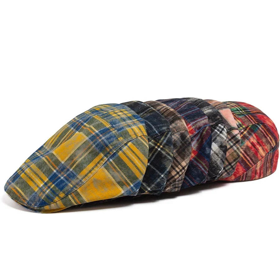 Johnson Plaid Distressed Flat Cap