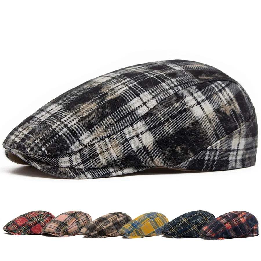 Johnson Plaid Distressed Flat Cap