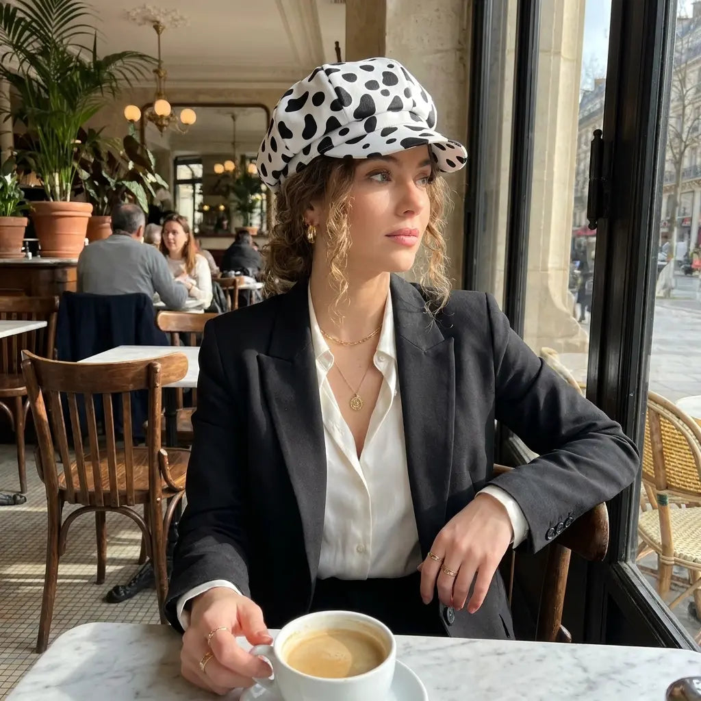 Jolene Women Animal Print 8-Panels Newsboy Cap