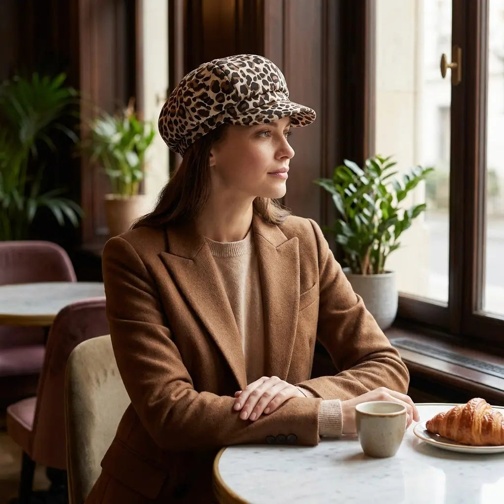 Jolene Women Animal Print 8-Panels Newsboy Cap