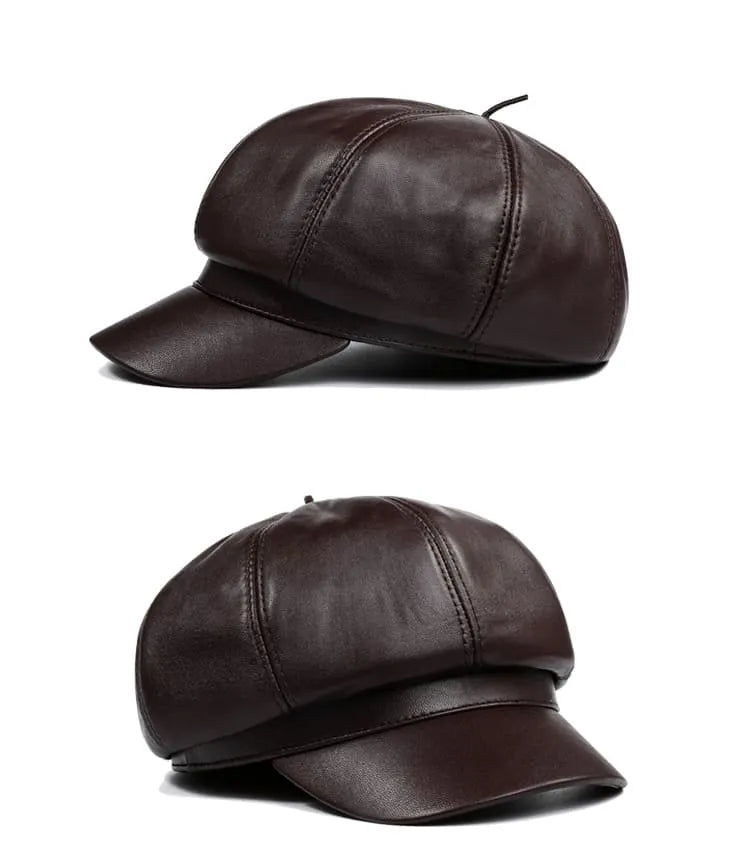 Joliet Genuine Leather Newsboy Cap