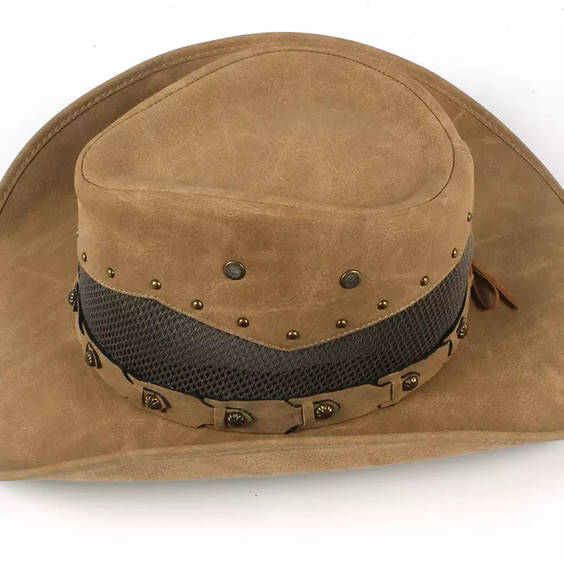 Justin Mesh Genuine Leather Cowboy Hat