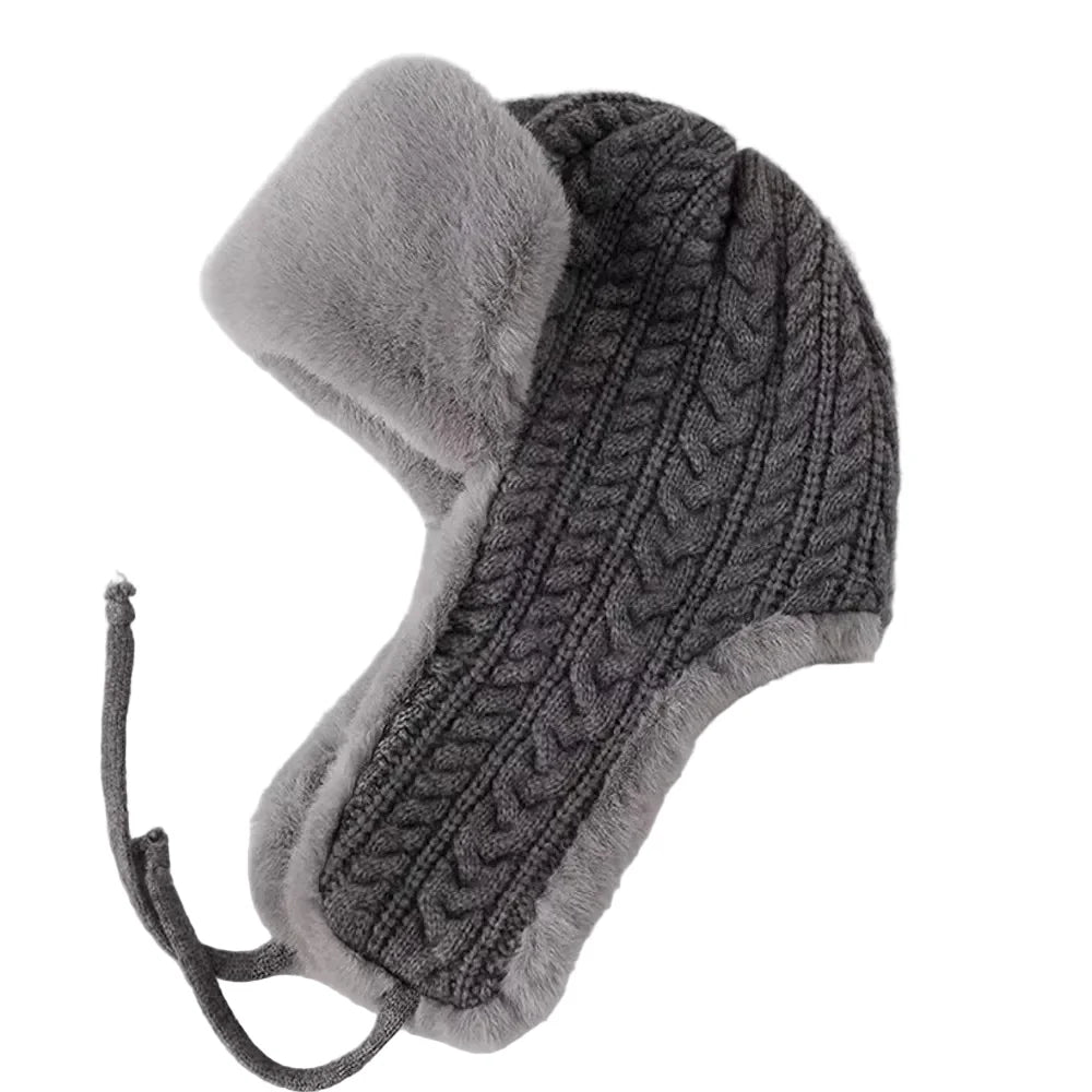 Kansas Winter Knitted Fur Trapper Bomber Hat