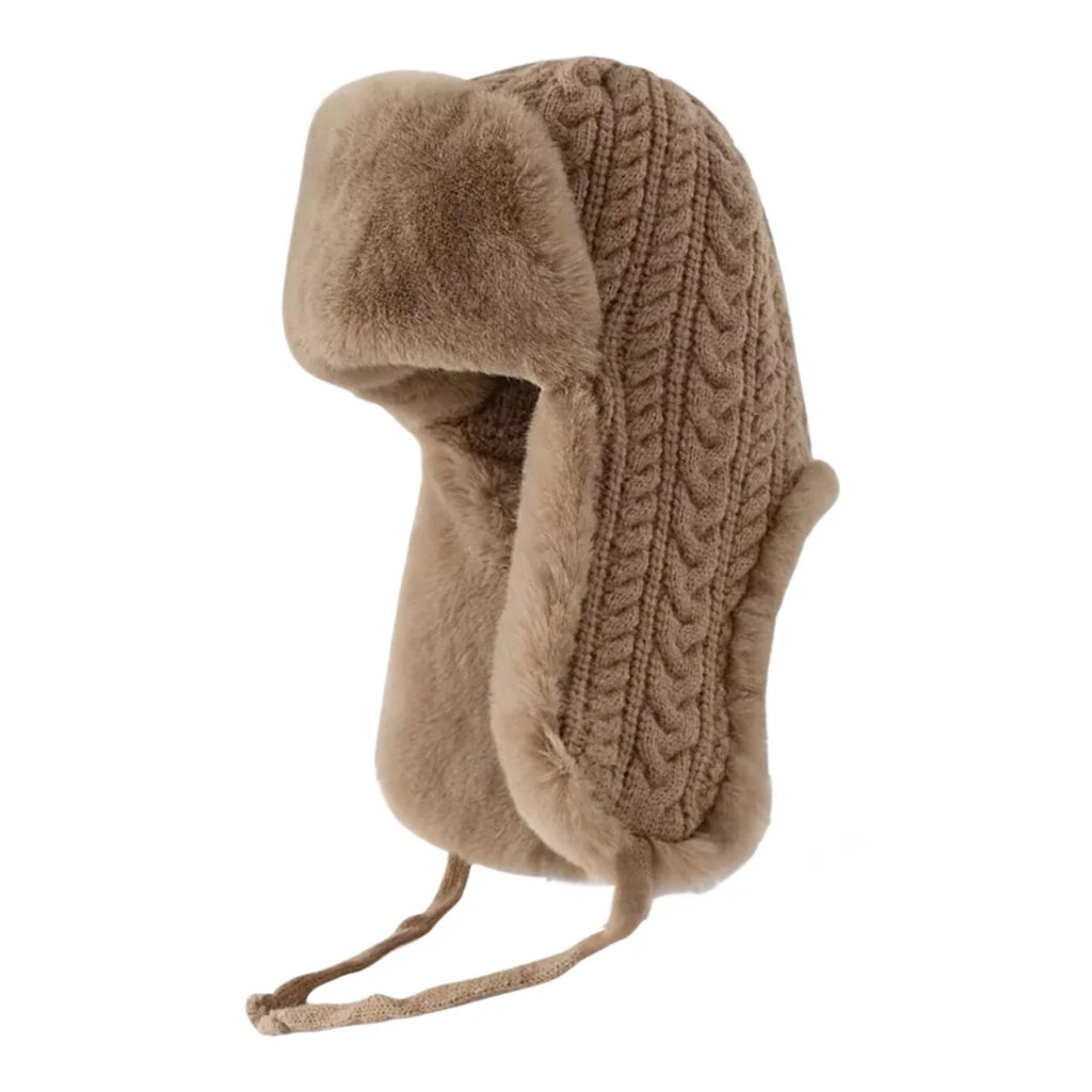 Kansas Winter Knitted Fur Trapper Bomber Hat