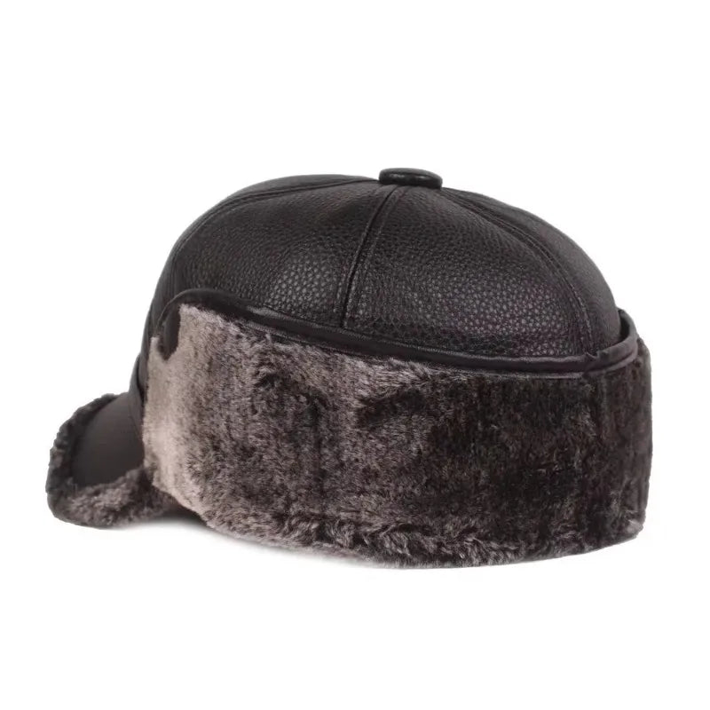 Kazan Winter Earflaps Leather Baseball Cap