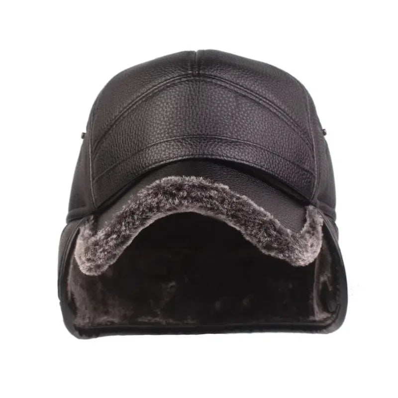 Kazan Winter Earflaps Leather Baseball Cap