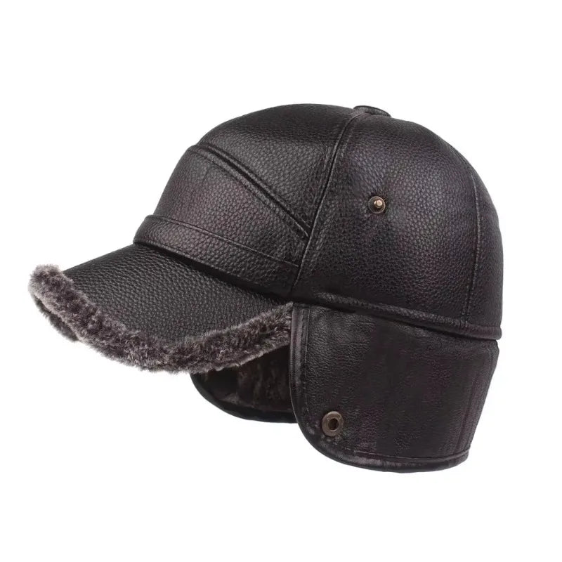 Kazan Winter Earflaps Leather Baseball Cap