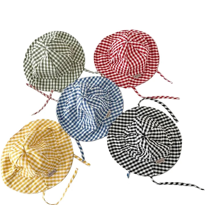 Kids Summer Beach Plaid Bucket Hat