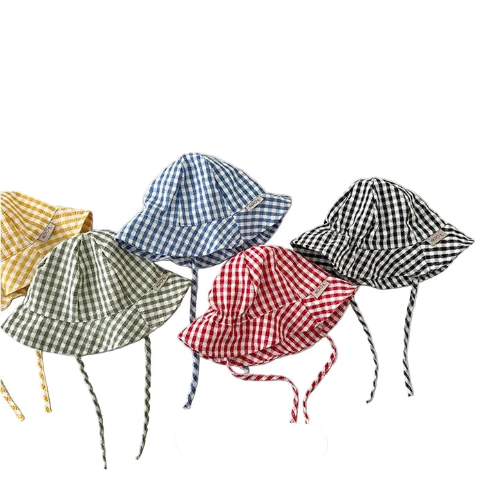 Kids Summer Beach Plaid Bucket Hat
