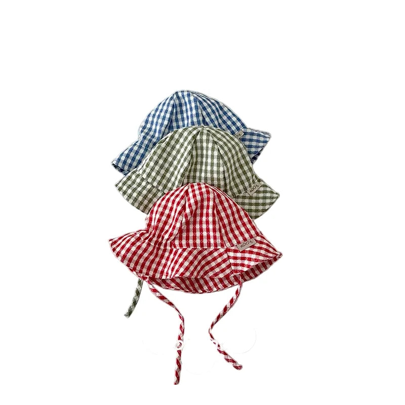 Kids Summer Beach Plaid Bucket Hat