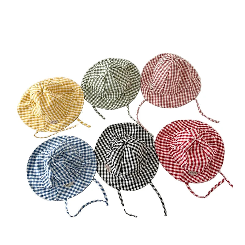 Kids Summer Beach Plaid Bucket Hat