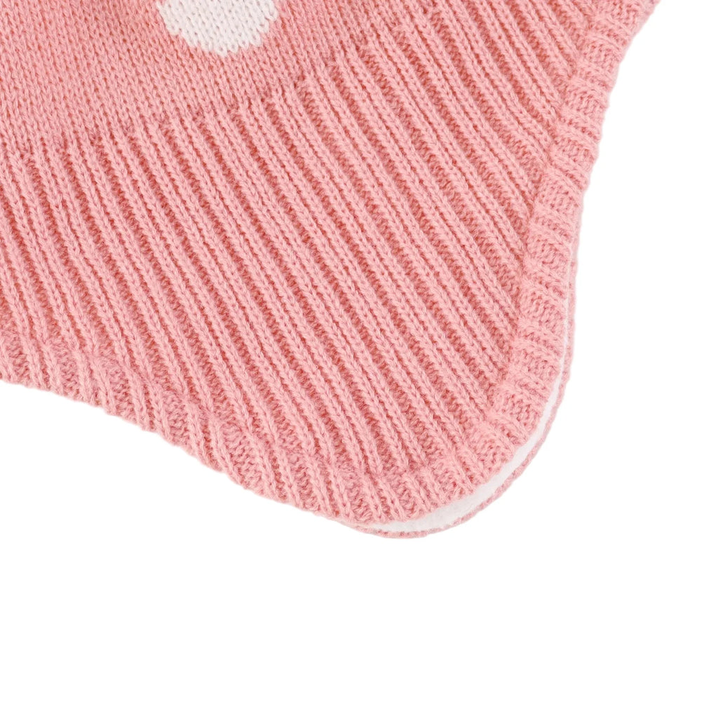 Kids Winter Dotted Earflaps Pom-Pom Beanie