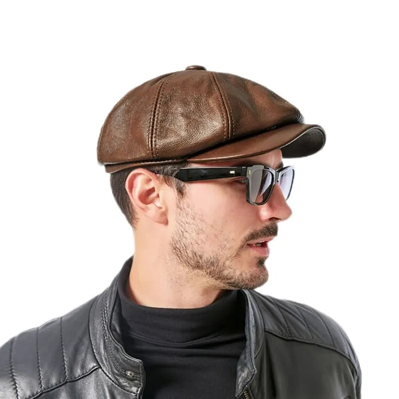 Kingsville Genuine Leather Newsboy Cap