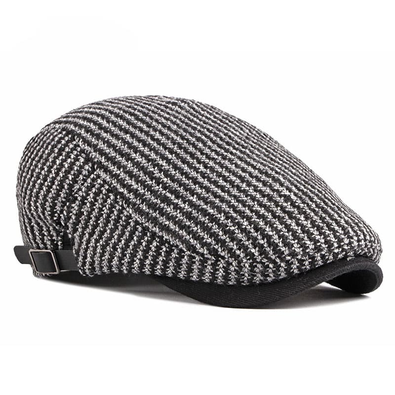 Knitted Striped Cotton Flat Cap