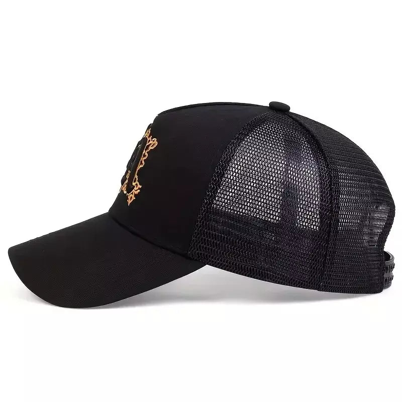 LA Black Embroidered Trucker Cap