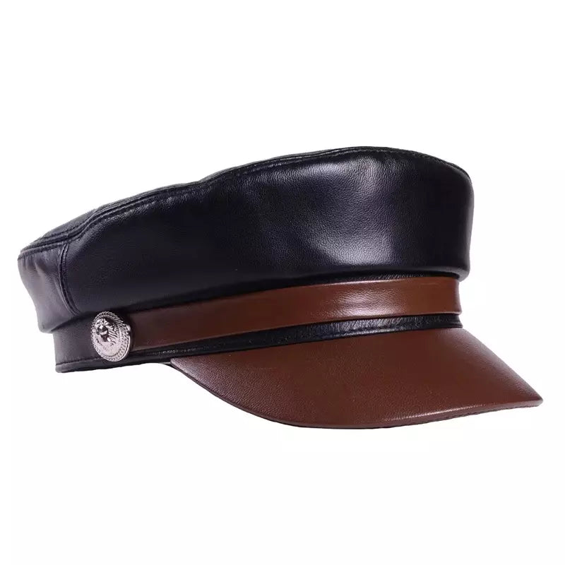 La Roque Black Genuine Leather Sailor Cap