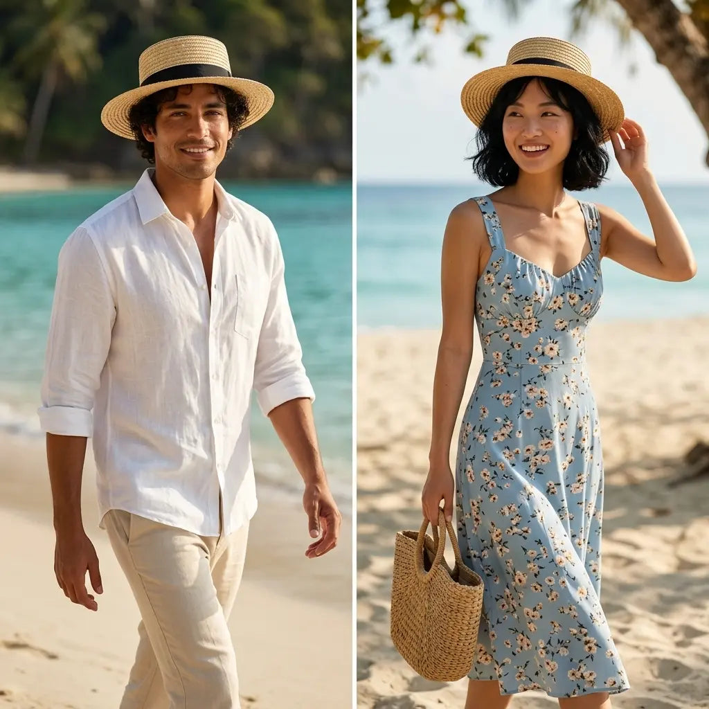 Laforgue Summer Khaki Straw Boater Hat