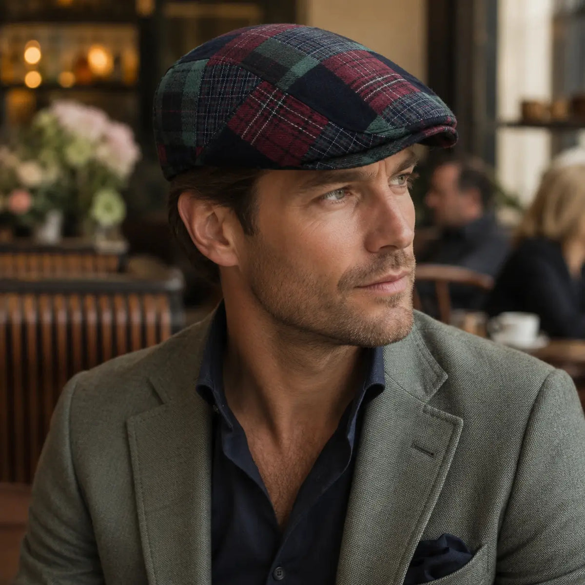 Lamarck Patchwork Tartan Flat Cap