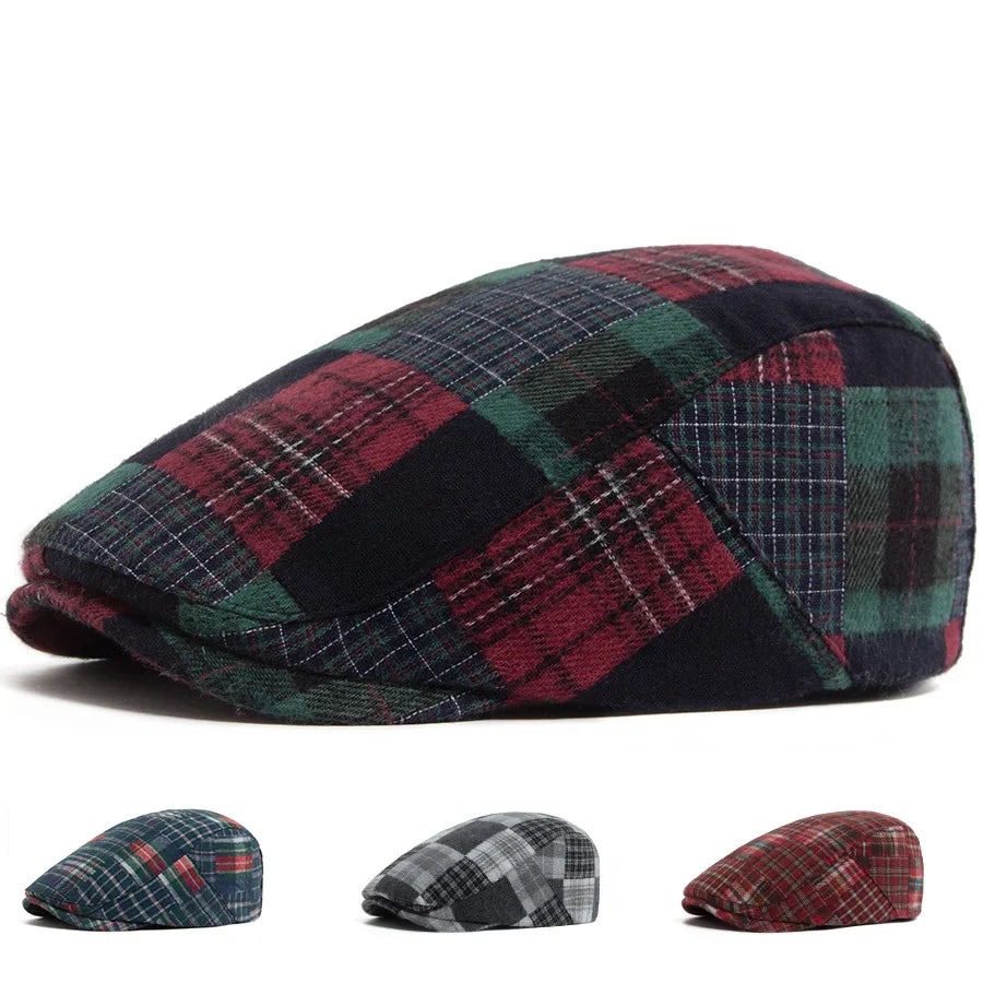 Lamarck Patchwork Tartan Flat Cap