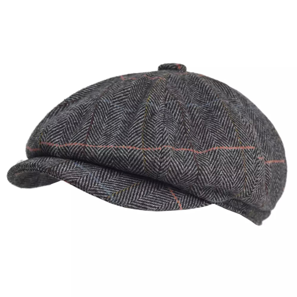 Lancashire Plaid Wool Newsboy Cap